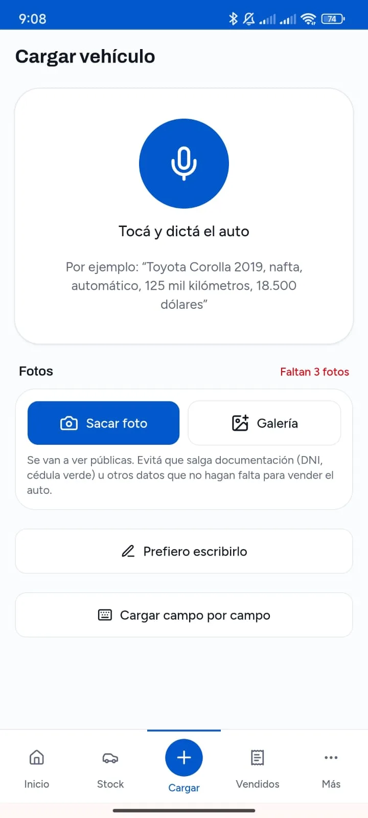 Botón para dictar el auto en AutosGP